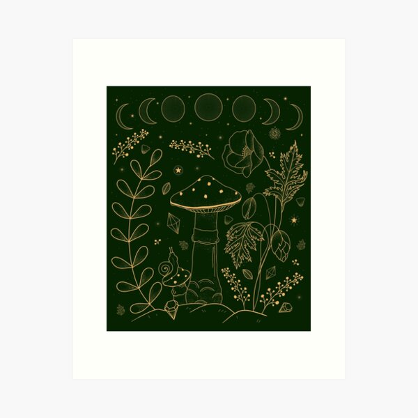 Goblincore Aesthetic Cottagecore Dark Academia Mushroom Art Print for Sale  by gogo-jr