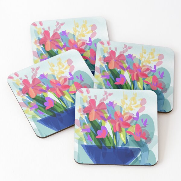 Artikelvorschau, Blaue Vase Blumenstrauß Illustration entworfen und verkauft von Michelebuttons.