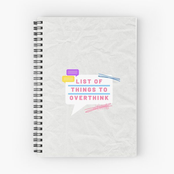 Item preview, List of things to overthink print design notebook hardcover journal  designed and sold by NouraDesignSA.