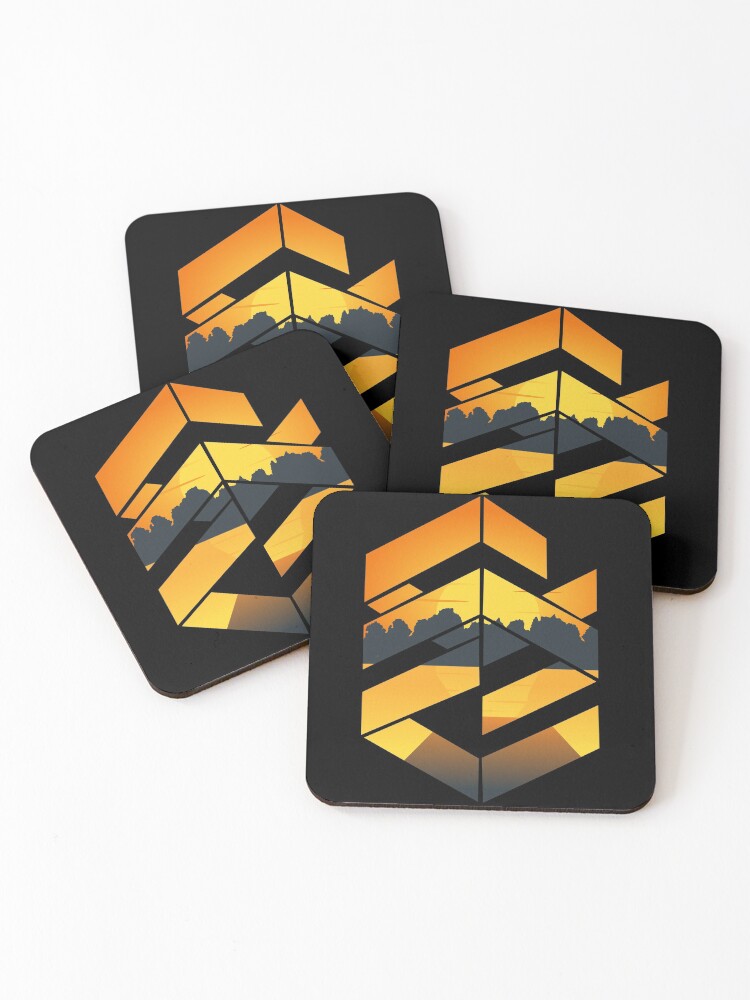 Thumbnail 1 of 5, Coasters (Set of 4), Geometric sunset symbol designed and sold by Designs-RZ.