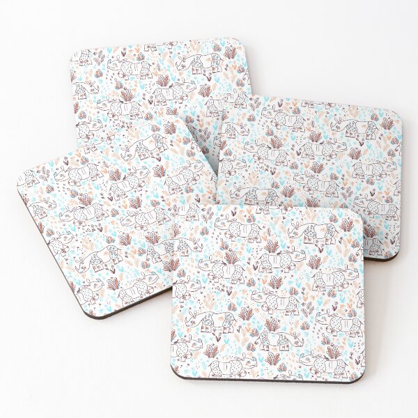 Item preview, Rhinos in a linear style in the savannah.  designed and sold by Olga Matskevich.