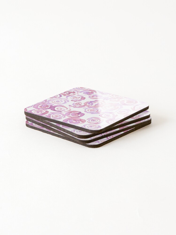 Thumbnail 4 of 5, Coasters (Set of 4), Pink Roses designed and sold by jaynea185.