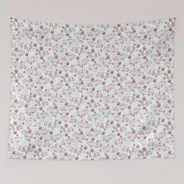 Item preview, Rhinos in a linear style in the savannah.  designed and sold by Olga Matskevich.