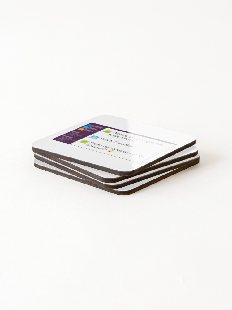 Thumbnail 4 of 5, Coasters (Set of 4), Stack Overflow. The Question or the Answer? designed and sold by Tech-e-Tees.