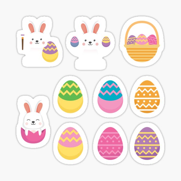 Item preview, Easter Bunny and Eggs sticker pack 1 designed and sold by Caregiverology.