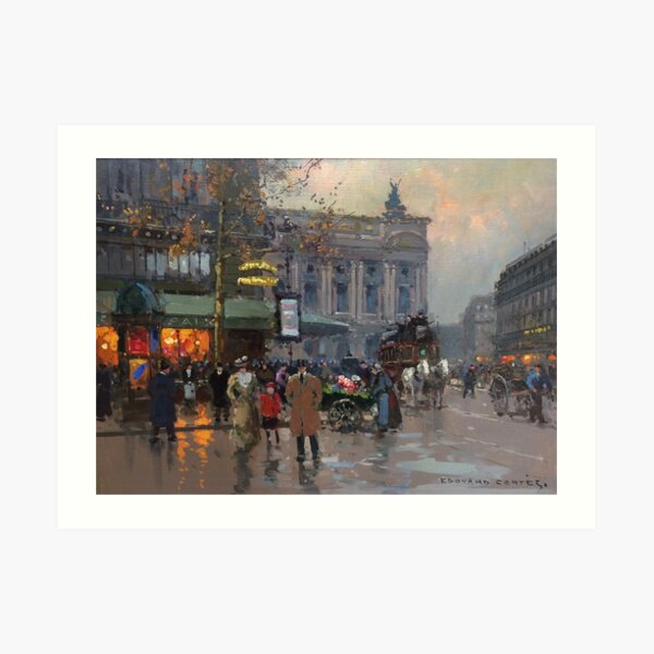 EDOUARD LEON CORTES () Cafe de la Paix c. Paris Art Print