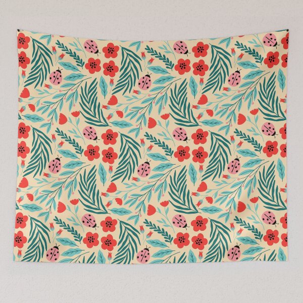 Item preview, Ladybug in the garden on beige background designed and sold by Irenajh87.