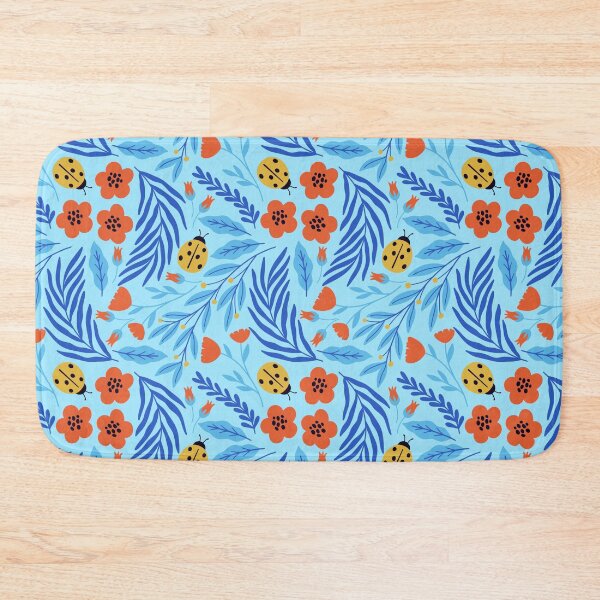 Item preview, Ladybug in the garden on blue background designed and sold by Irenajh87.