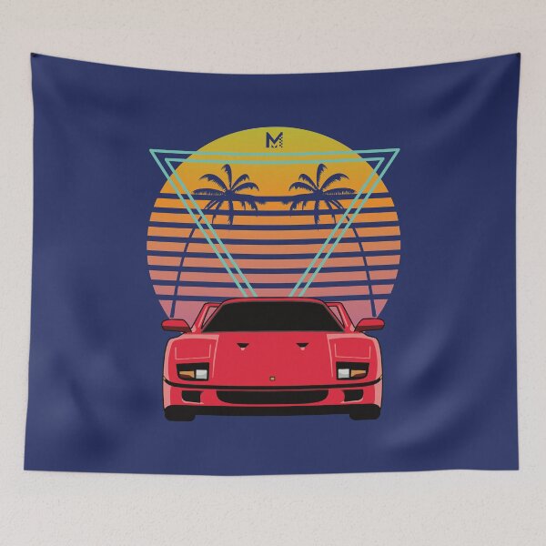 Item preview, Ferrari F40 80s Retro Synthwave Outrun Style designed and sold by Miles & Myles.