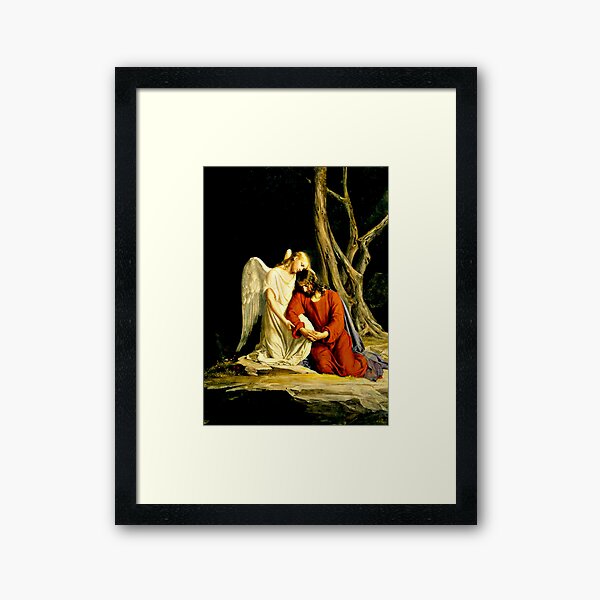 Gethsemane, Jesus and the angel in the garden Framed Art Print
