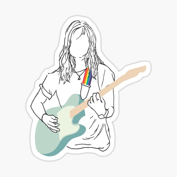 Vista previa del artículo con la obra «Julien Baker Dibujo Lineal Guitarra De Colores», diseñado y vendido por Designer's Mixtape.