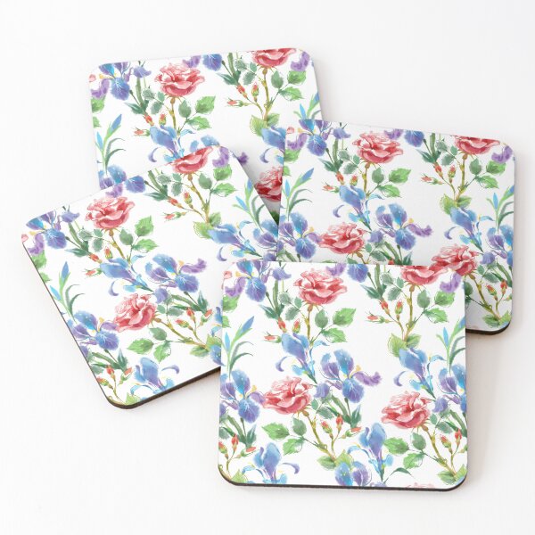 Item preview, Irises and roses watercolor  pattern designed and sold by fairytaleprints.