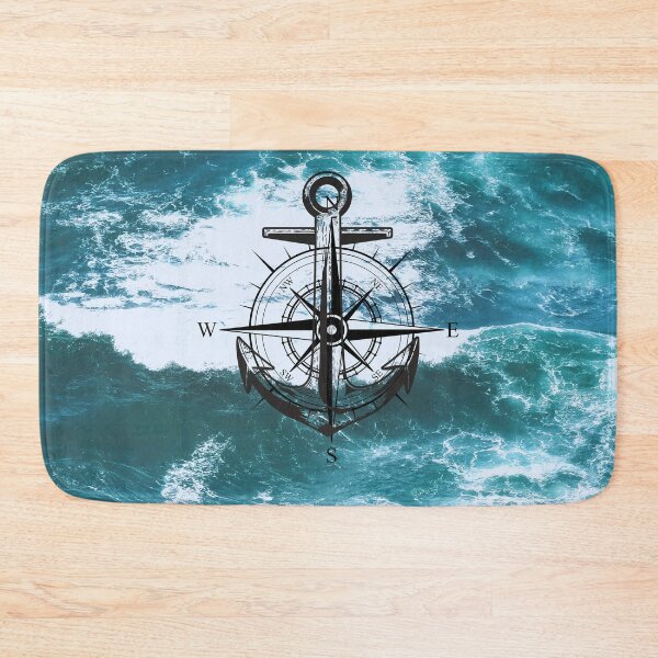 Item preview, Anchor and compass in deep rough ocean designed and sold by Shir-designs.
