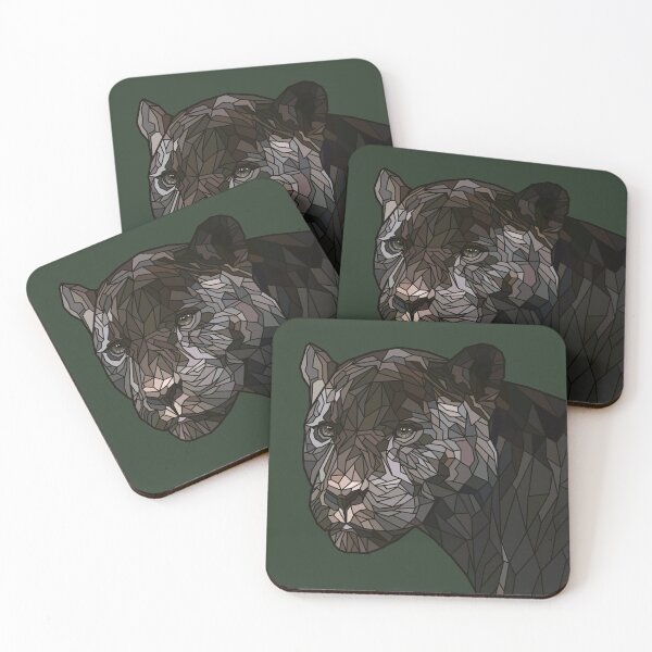 Item preview, Black Jaguar Panther Geometrical art designed and sold by Daydreamer753.