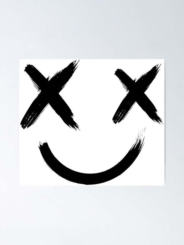 Póster «XX Smiley bordado / cara feliz Emoji / sonrisa gótica negra /  estética japonesa / ropa Kawaii» de ITiMTanG | Redbubble