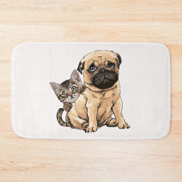 Item preview, Cute Pug And Cat designed and sold by virillanissa.