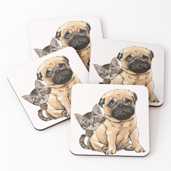 Item preview, Cute Pug And Cat designed and sold by virillanissa.