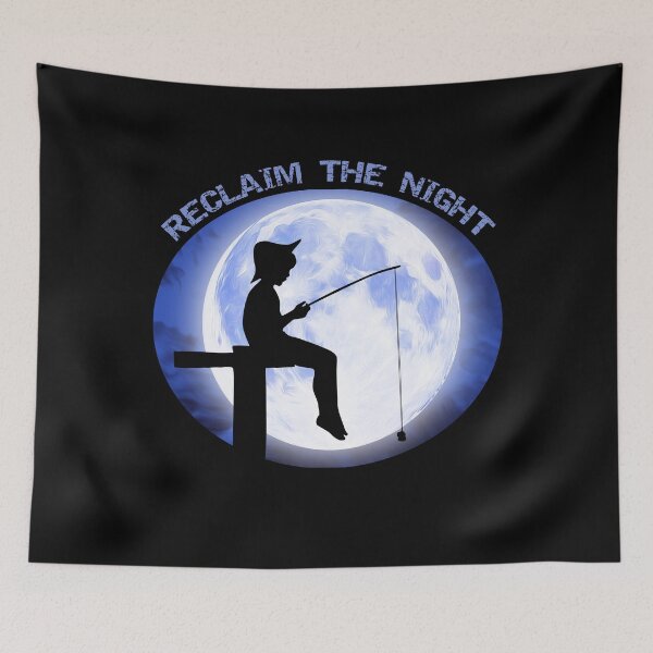 Item preview, Reclaim The Night Boy Fishing on the Dock During the Full Moon designed and sold by KeysTreasures.
