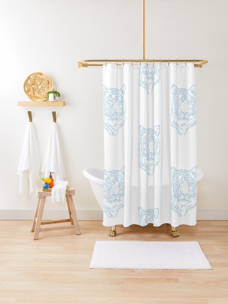 Shower Curtain, blue tiger designed and sold by lizziesumner