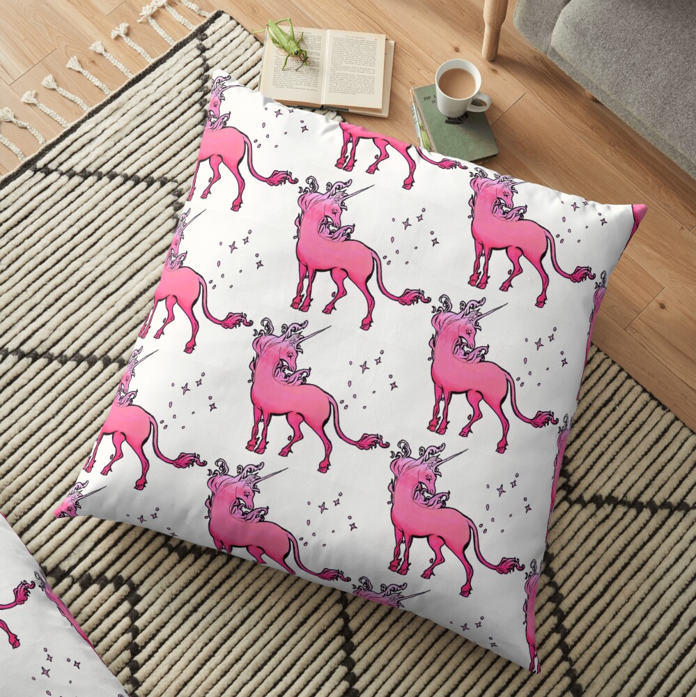 pink gradient The Last Unicorn Floor Pillow