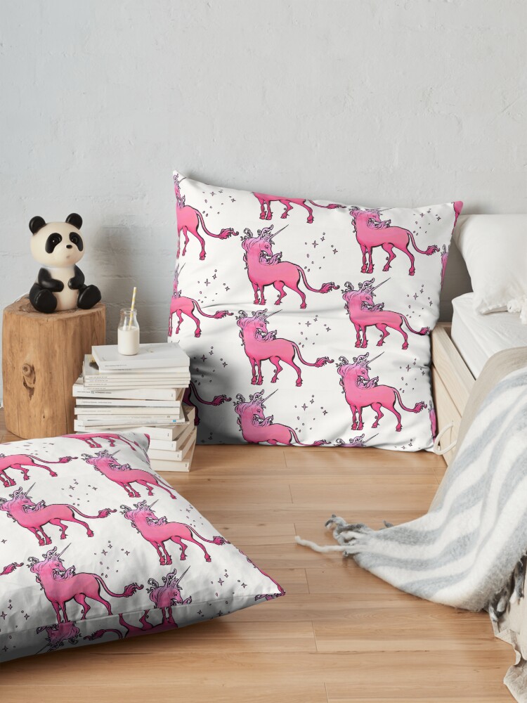 Alternate view of pink gradient The Last Unicorn Floor Pillow