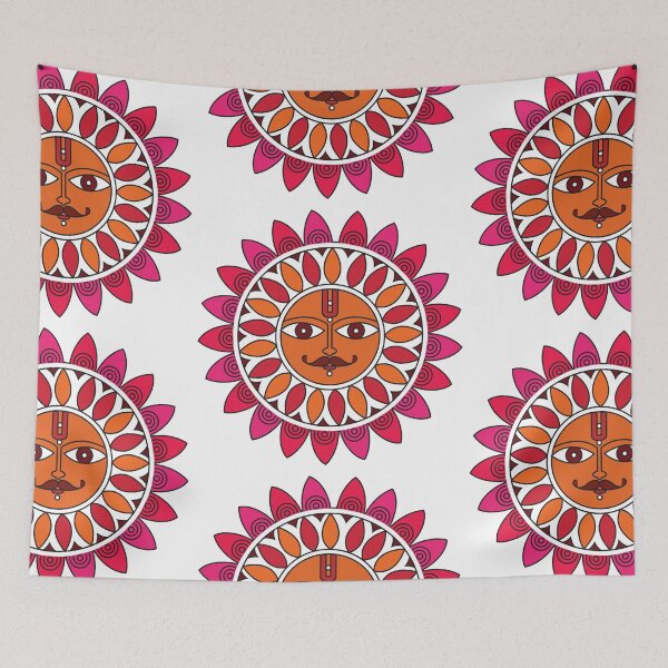 Item preview, Madhubani Painting of a Sun, Indian Folk Painting designed and sold by Gurunath Bhadekar.