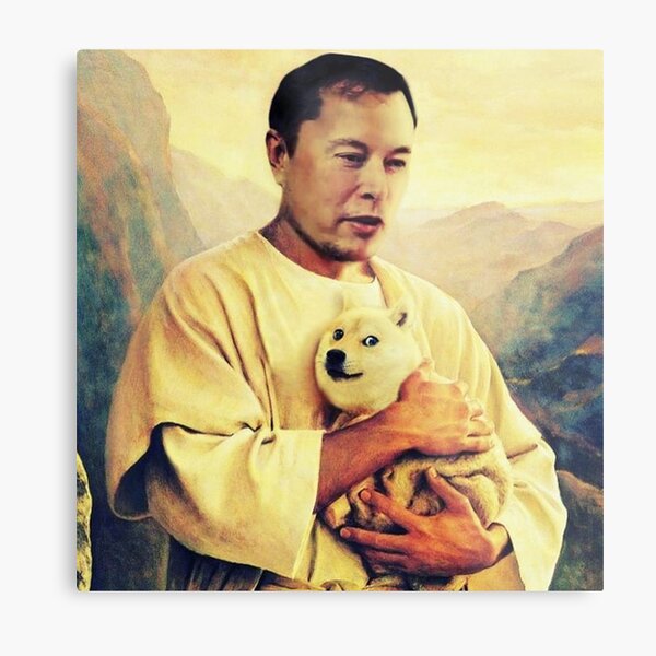 Elon Musk Dogecoin Meme painting Metal Print