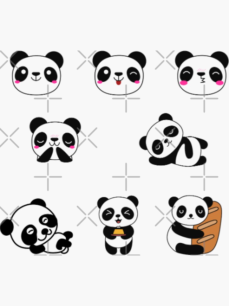 Kawaii Panda Stickers Sticker For Sale By Millie Boutique Redbubble 