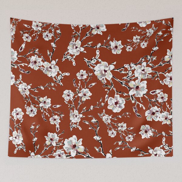 Item preview, Spring floral bloom Magnolia Ocher background designed and sold by Caroline Bochud.