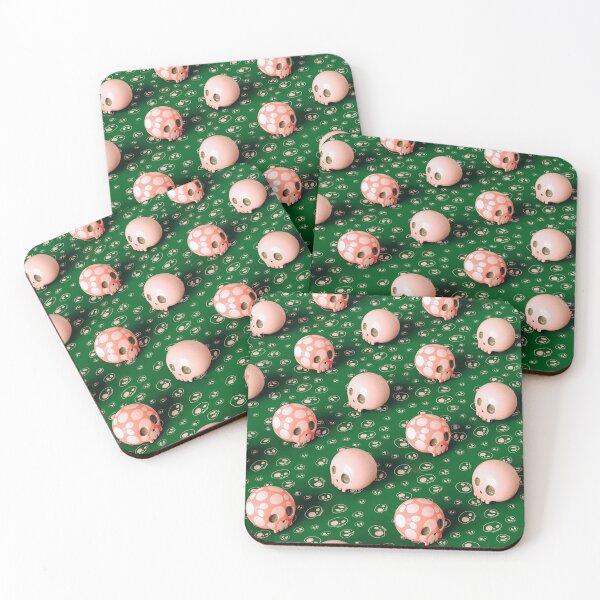 Item preview, 3d render of pink skulls on green background designed and sold by GiadaCanu.