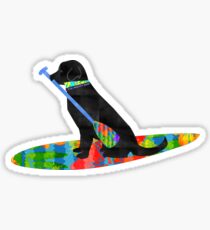 Colorful Stand Up Paddle Board Preppy Black Lab Sticker