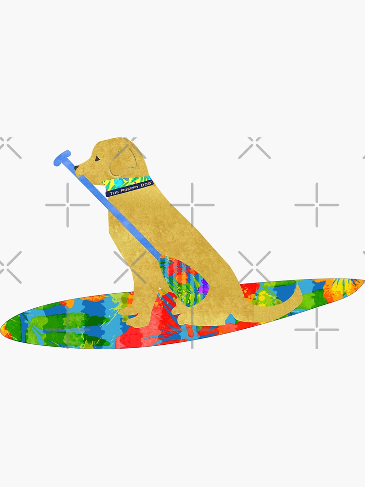 "Stand Up Paddle Board Preppy Golden Retriever" Sticker for Sale by