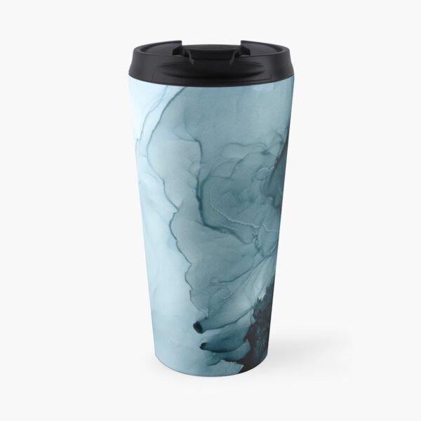 Blue Tides Abstract Ocean Flow Painting Travel Mug