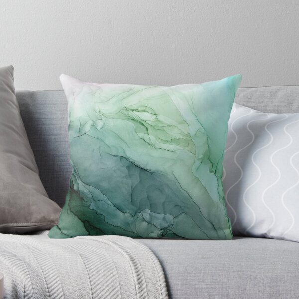 Spring Botanicals Abstract Flow Painting Throw Pillow