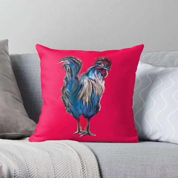 rooster in red Throw Pillow