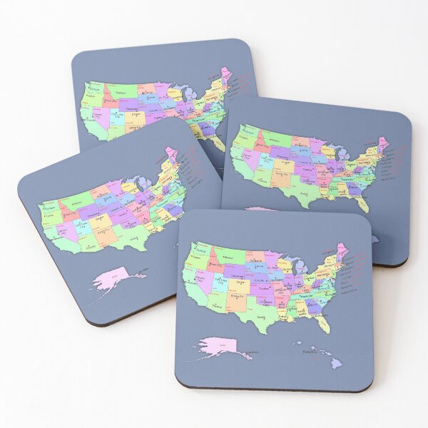 Item preview, Colorful USA Map with State names and capital cities names designed and sold by mashmosh.