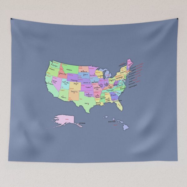 Item preview, Colorful USA Map with State names and capital cities names designed and sold by mashmosh.