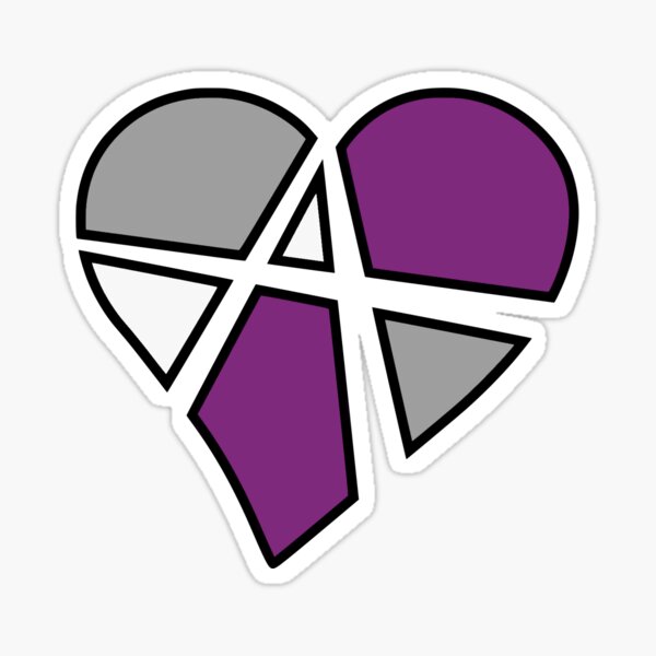 Asexual Relationship Anarchy Heart (Black) Sticker