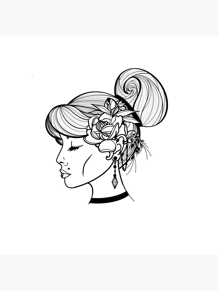 "Tattoo Design, Tattoo Sticker, Black Tattoo Sticker, Tattoo Stickers, Woman Face Tattoo, Pin Up