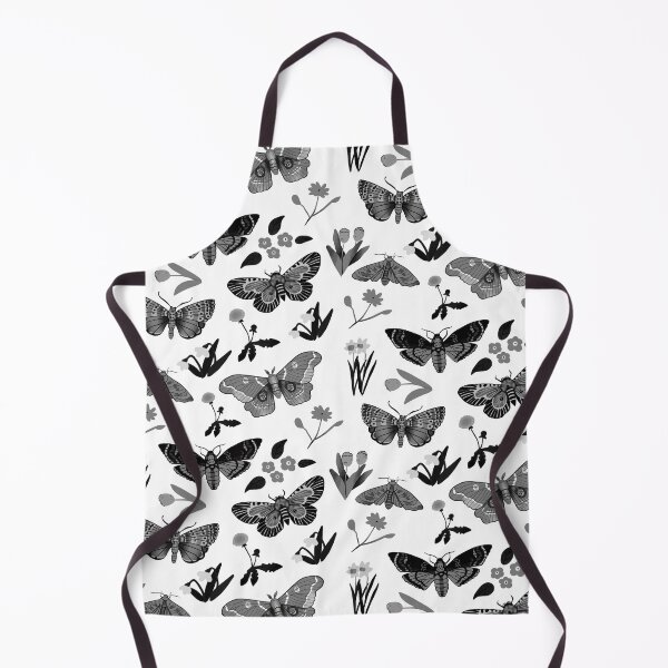 Item preview, Grey Moths - Pretty Black and White Bug and Floral Pattern designed and sold by TheRainbowRoom.