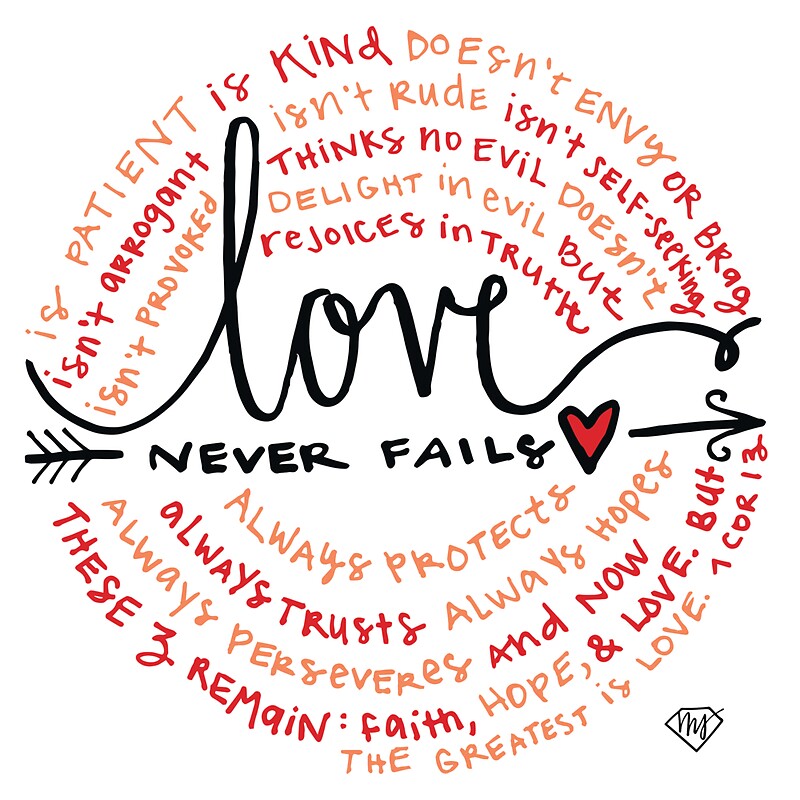 "Love Never Fails" Stickers by marjoriejackson Redbubble