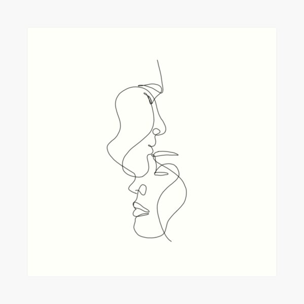 Forehead Kiss Line Art Drawing in Black and White Greeting Card for Sale  by Melody Watson  Redbubble