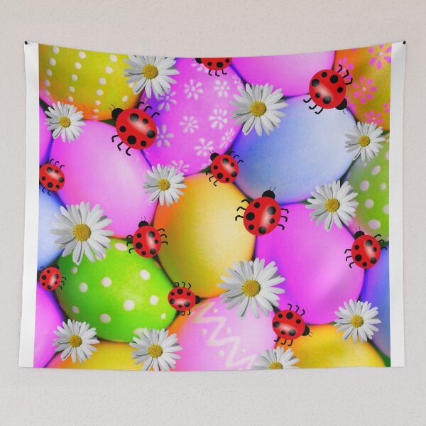 Item preview, Easter eggs with ladybugs and daisies designed and sold by SpartaStore.
