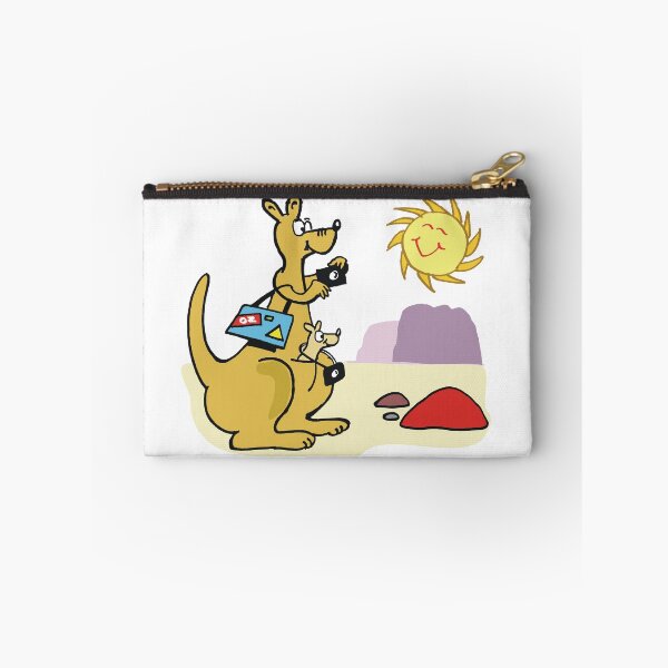 Item preview, Happy cartoon kangaroo taking photographs in outback Australia designed and sold by Al Benge - NZ & Australian Art.