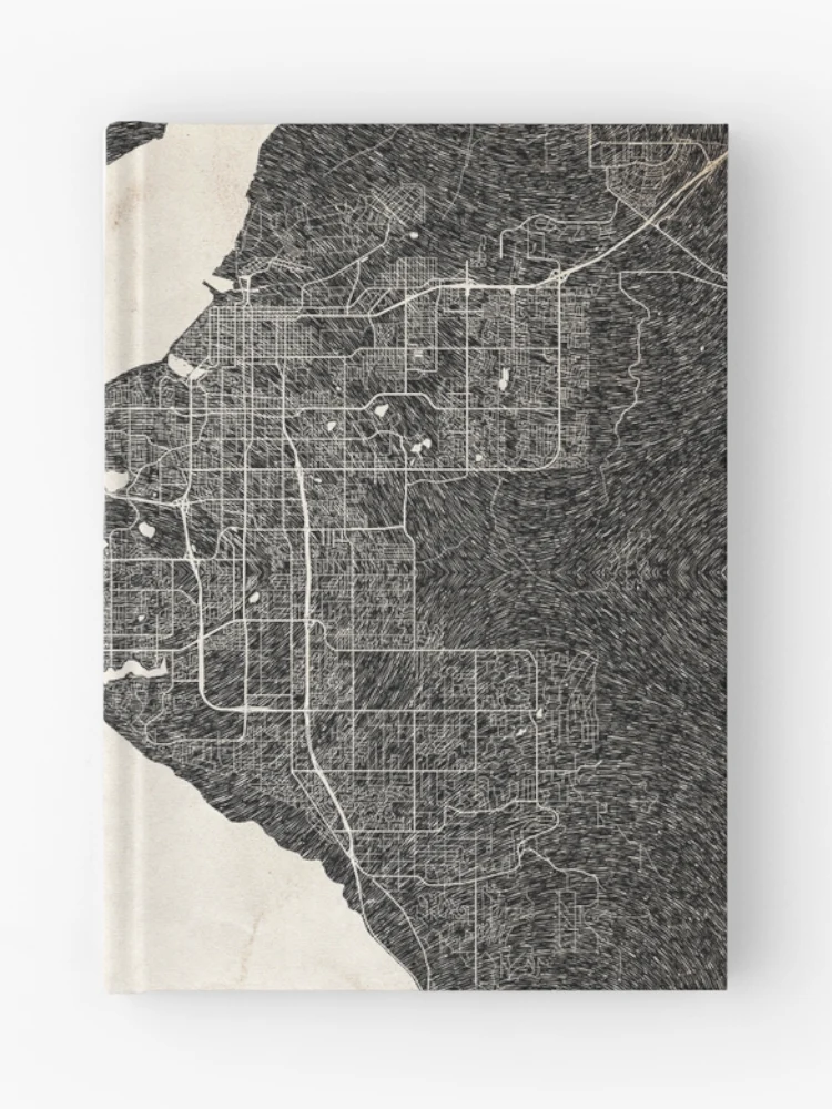 Thumbnail 1 of 3, Journal, Anchorage map Alaska Ink lines designed and sold by InkMaps.