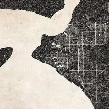 Artwork thumbnail, Anchorage map Alaska Ink lines by InkMaps