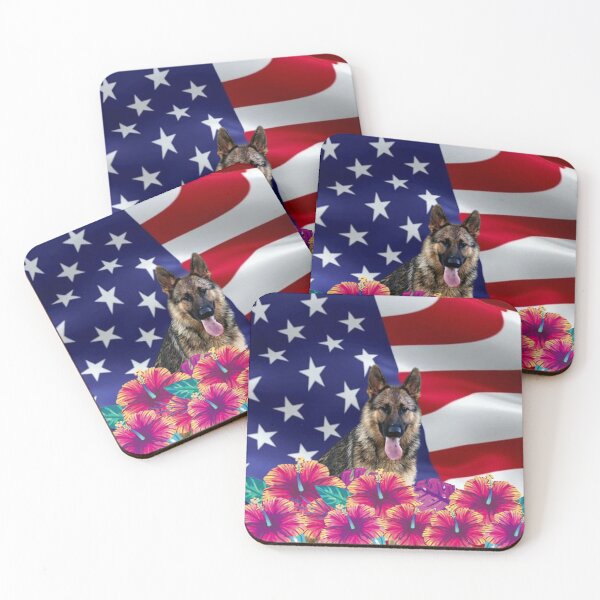 Artikelvorschau, Tropische Blumen Deutscher Schäferhund USA Flagge CBDOilPrincess entworfen und verkauft von CBDOilPrincess.