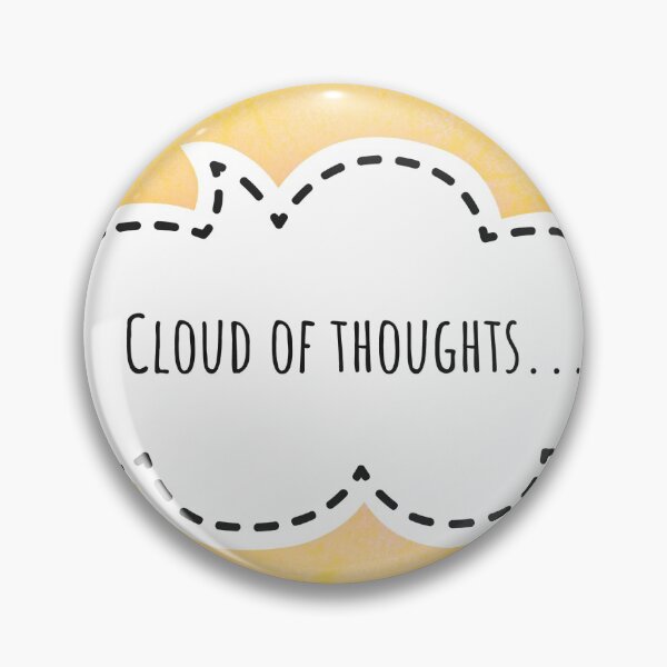 Item preview, Cloud of thoughts written with white dialogue box cloud over yellow background  designed and sold by FCEalin.