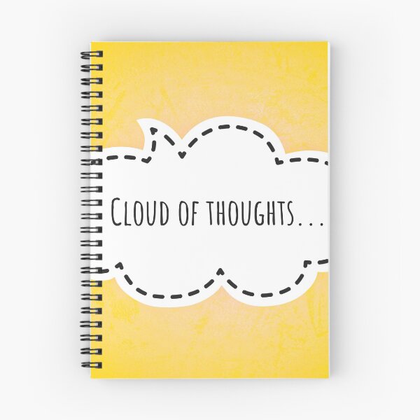 Item preview, Cloud of thoughts written with white dialogue box cloud over yellow background  designed and sold by FCEalin.