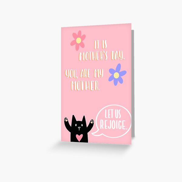 Item preview, Rejoicing Bloomburg the Cat Mother's Day Card designed and sold by Dotblossom.